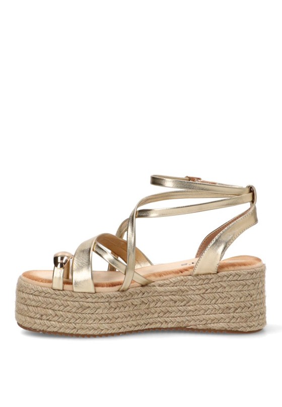 Sandalia TINAS 6012 oro con cuña media para mujer