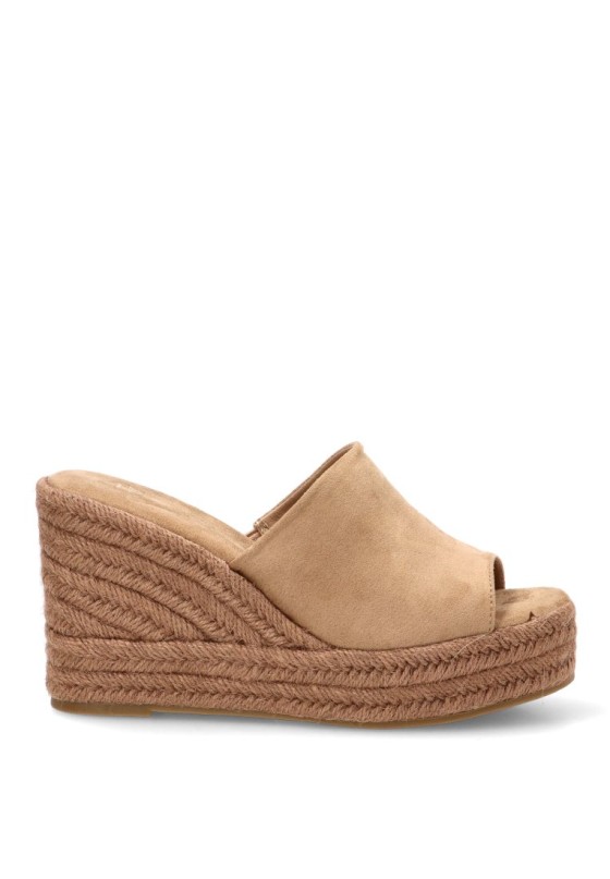 Zueco con cuña alta de mujer BUONAROTTI CF5761 en antelina kakhi