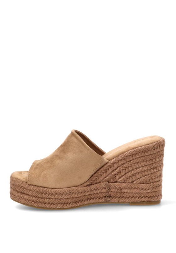 Zueco con cuña alta de mujer BUONAROTTI CF5761 en antelina kakhi