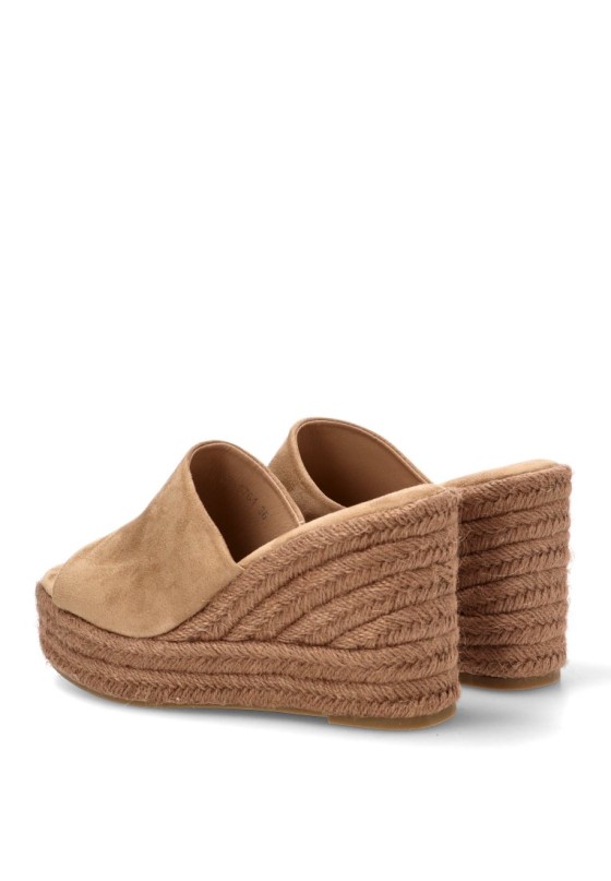 Zueco con cuña alta de mujer BUONAROTTI CF5761 en antelina kakhi