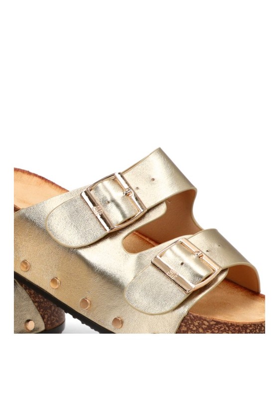 Sandalia oro con hebillas y suela doble de mujer BUONAROTTI L5323