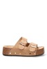Sandalia en antelina kakhi con suela doble y hebillas para mujer BUONAROTTI L5323