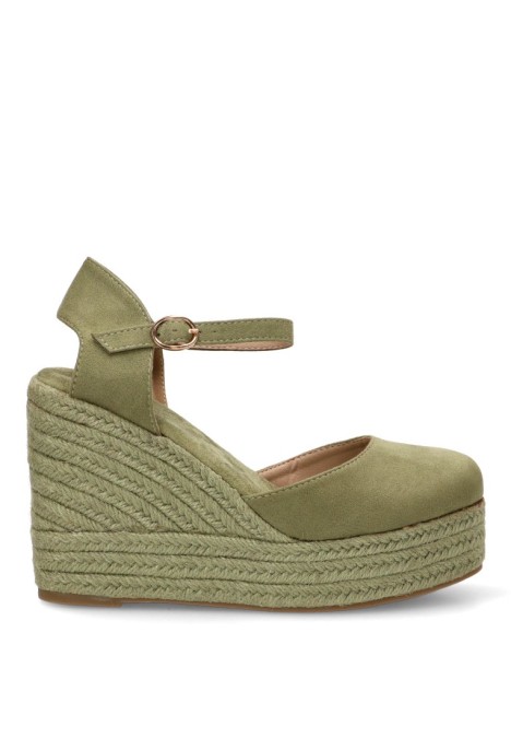 Alpargata BUONAROTTI CF-5319 verde con cuña alta de mujer