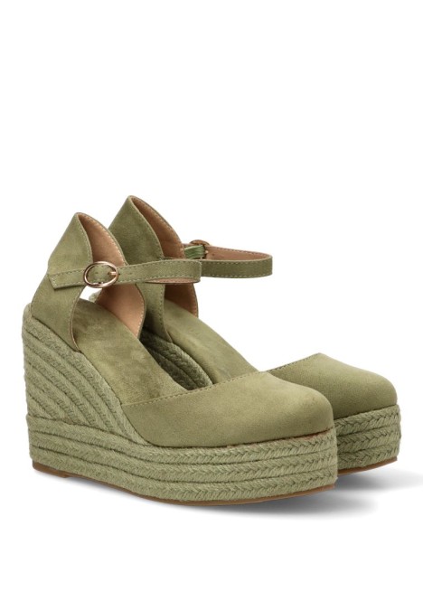 Alpargata BUONAROTTI CF-5319 verde con cuña alta de mujer