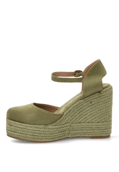 Alpargata BUONAROTTI CF-5319 verde con cuña alta de mujer