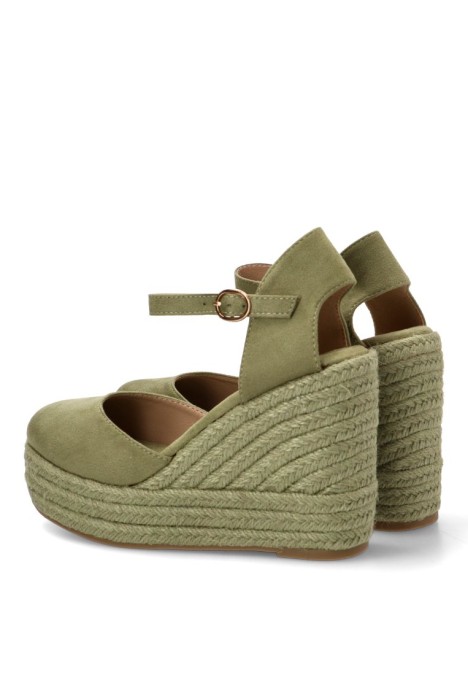 Alpargata BUONAROTTI CF-5319 verde con cuña alta de mujer