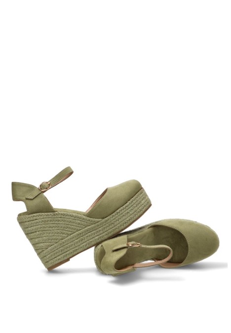 Alpargata BUONAROTTI CF-5319 verde con cuña alta de mujer