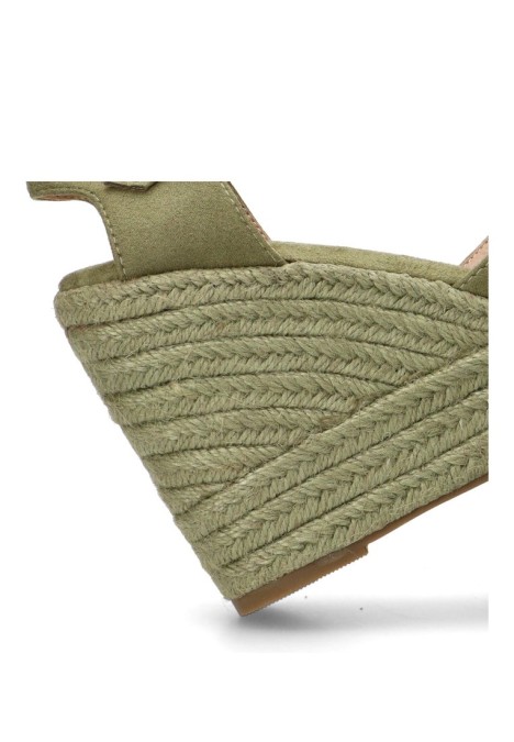 Alpargata BUONAROTTI CF-5319 verde con cuña alta de mujer