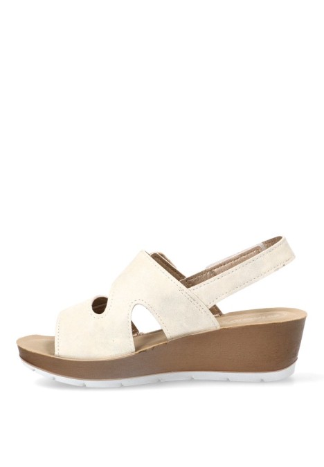 Sandalia cruzada blanca con cuña media de mujer RN32 Luna Collection
