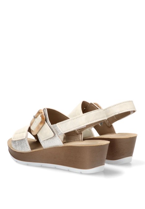 Sandalia cruzada blanca con cuña media de mujer RN32 Luna Collection