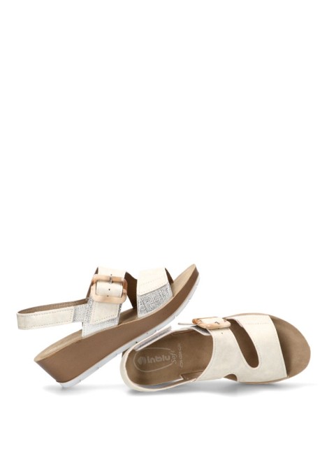 Sandalia cruzada blanca con cuña media de mujer RN32 Luna Collection