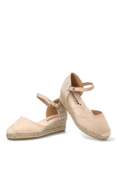 Alpargata AMARPIES ACX26481 en antelina beige con cuña media