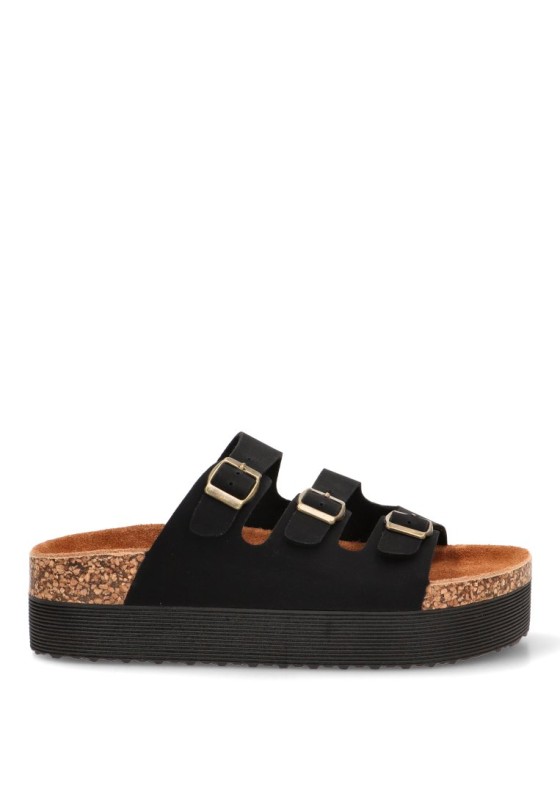Sandalia negra con suela doble para mujer STAY 27-3048