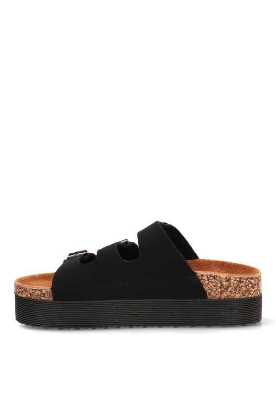 Sandalia negra con suela doble para mujer STAY 27-3048