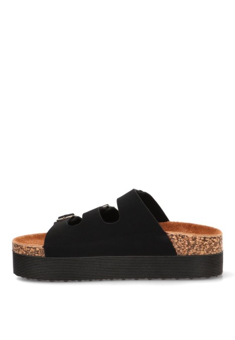 Sandalia negra con suela doble para mujer STAY 27-3048
