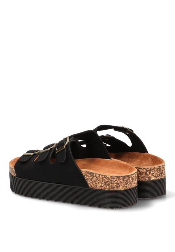 Sandalia negra con suela doble para mujer STAY 27-3048