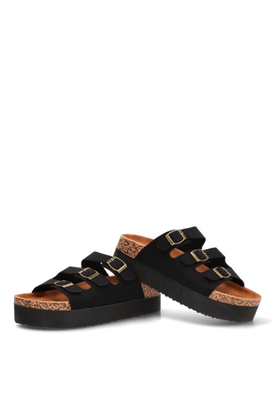 Sandalia negra con suela doble para mujer STAY 27-3048