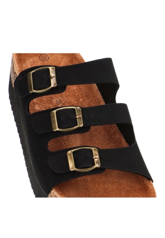 Sandalia negra con suela doble para mujer STAY 27-3048