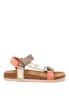 Sandalia color oro con cierre de velcro y suela plana para mujer STAY 27-1223