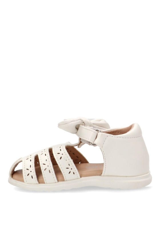 Sandalia blanca para niña ETIKA 13743 con lazo y suela plana