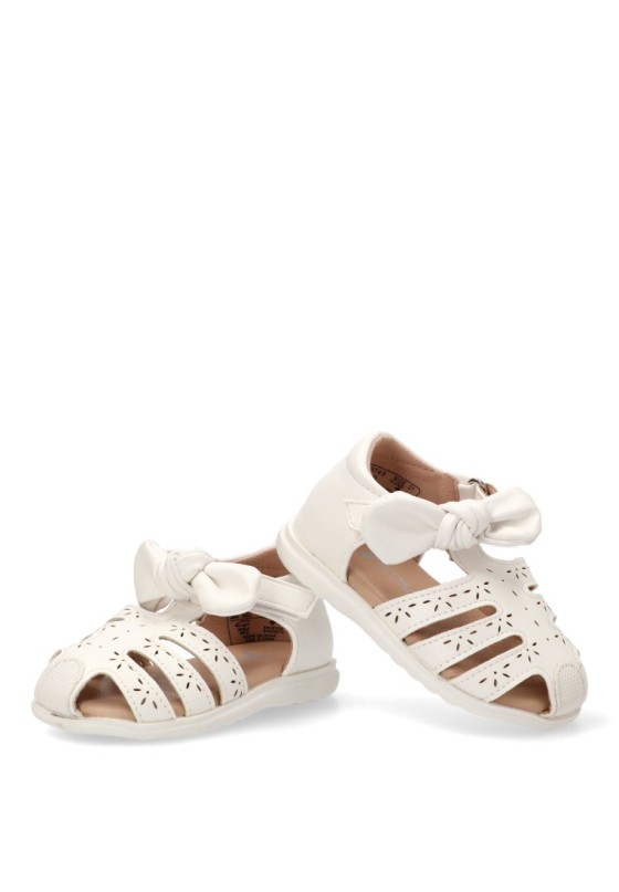 Sandalia blanca para niña ETIKA 13743 con lazo y suela plana