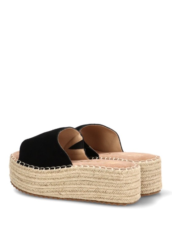 Sandalia con suela doble de mujer ETIKA 10056 en antelina negra