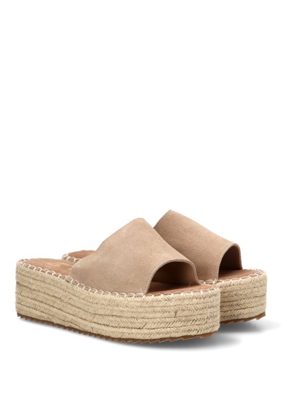Sandalia beige con suela doble de mujer ETIKA 10056