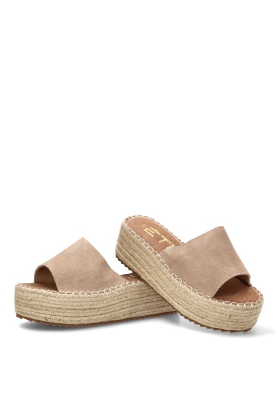 Sandalia beige con suela doble de mujer ETIKA 10056