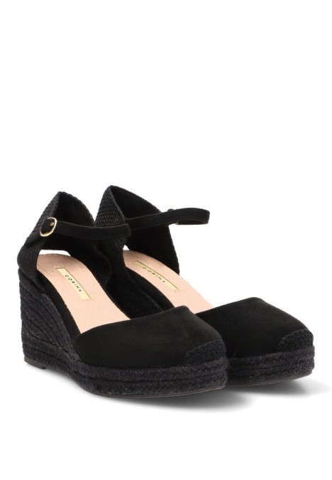 Alpargata LUNA TREND M5391 con cuña alta en antelina negra