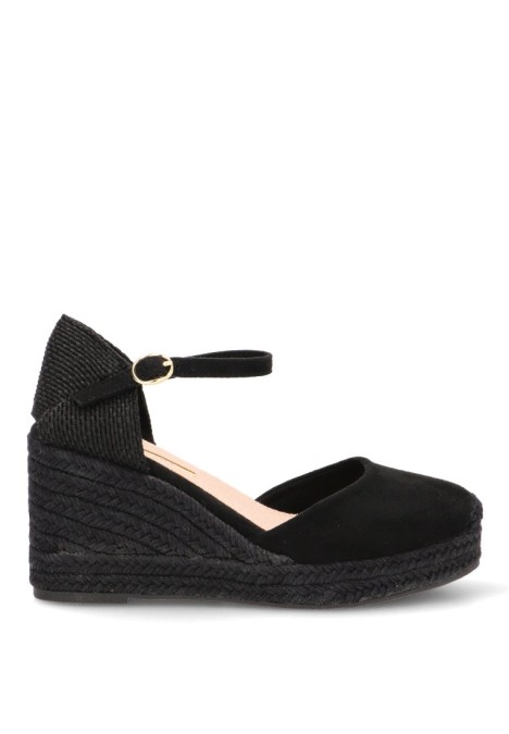 Alpargata LUNA TREND M5391 con cuña alta en antelina negra