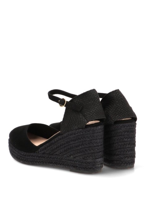 Alpargata LUNA TREND M5391 con cuña alta en antelina negra
