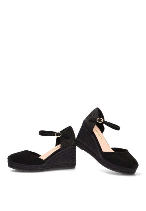 Alpargata LUNA TREND M5391 con cuña alta en antelina negra