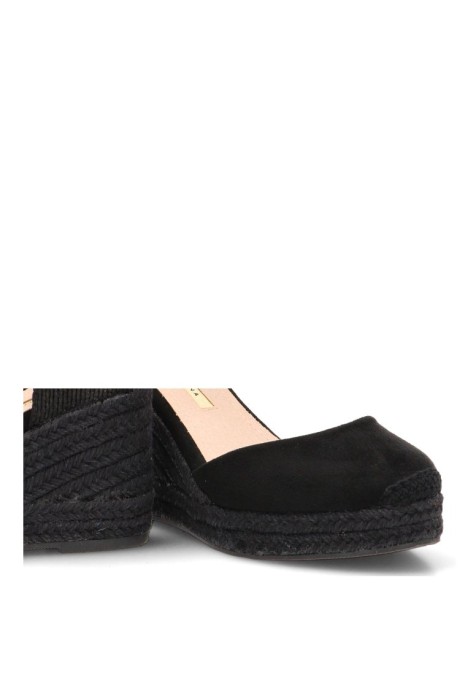 Alpargata LUNA TREND M5391 con cuña alta en antelina negra