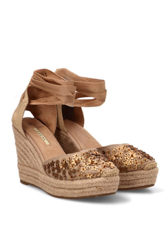 Esparteña valenciana de mujer LUNA TREND M6192 en camel con cuña alta