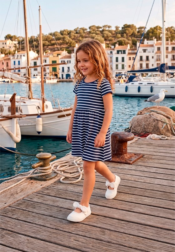 Bailarina  de niña LUNA KIDS rbs1689 blanco textil  suela plana