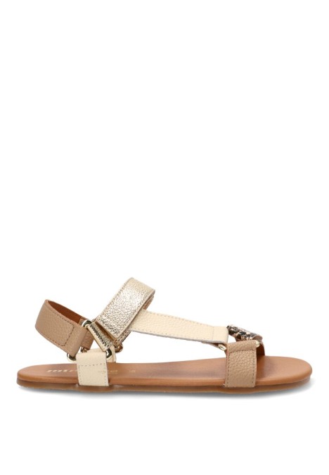 Sandalia oro estilo barefoot para mujer MUSTANG 56256 con suela plana