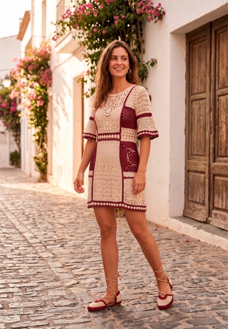 Bailarina crochet P125 burdeos de mujer CEREZA