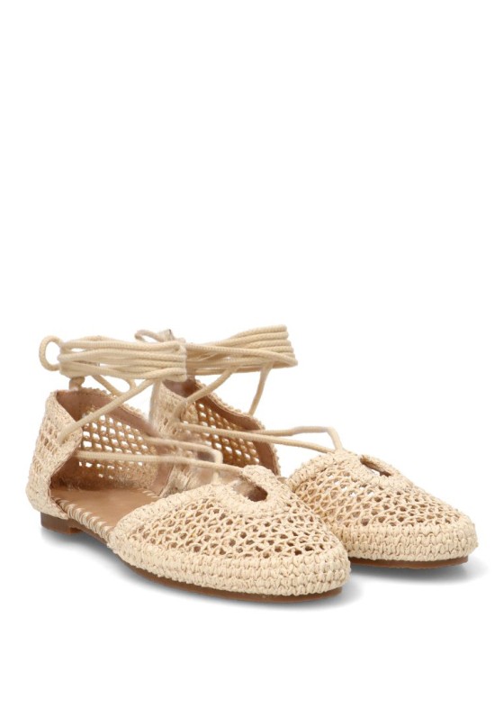 Bailarina crochet beige P125 para mujer CEREZA
