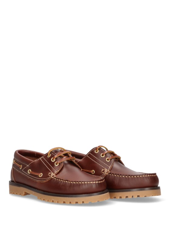 Mocasín náutico de piel marrón para hombre ROUTE 83 modelo 1140
