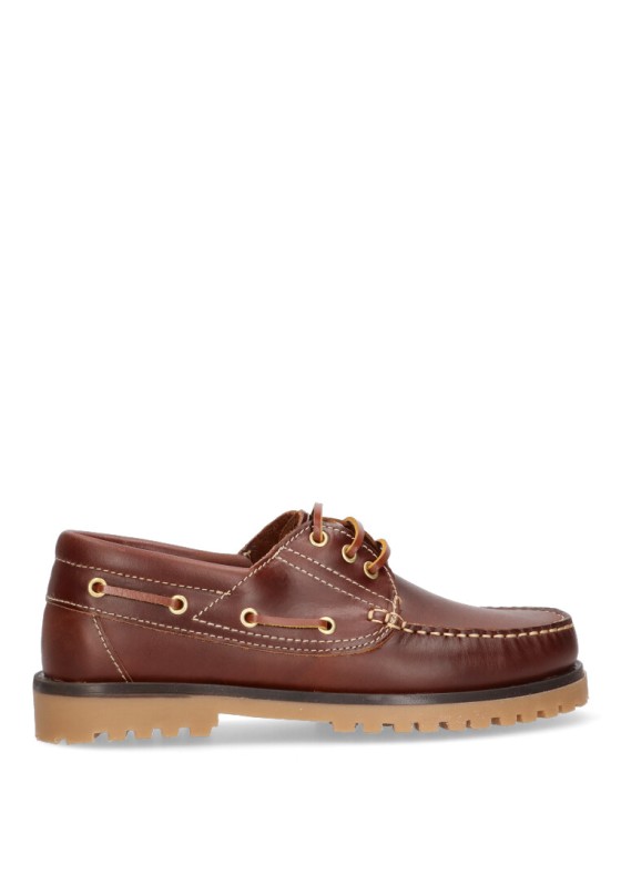 Mocasín náutico de piel marrón para hombre ROUTE 83 modelo 1140