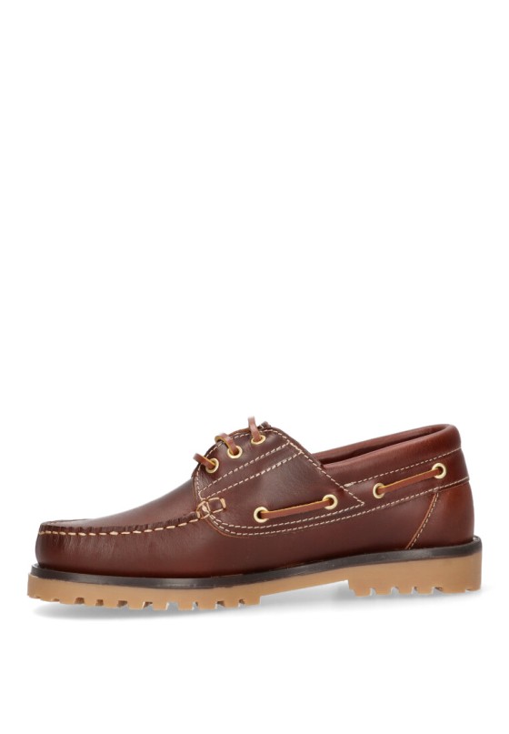 Mocasín náutico de piel marrón para hombre ROUTE 83 modelo 1140