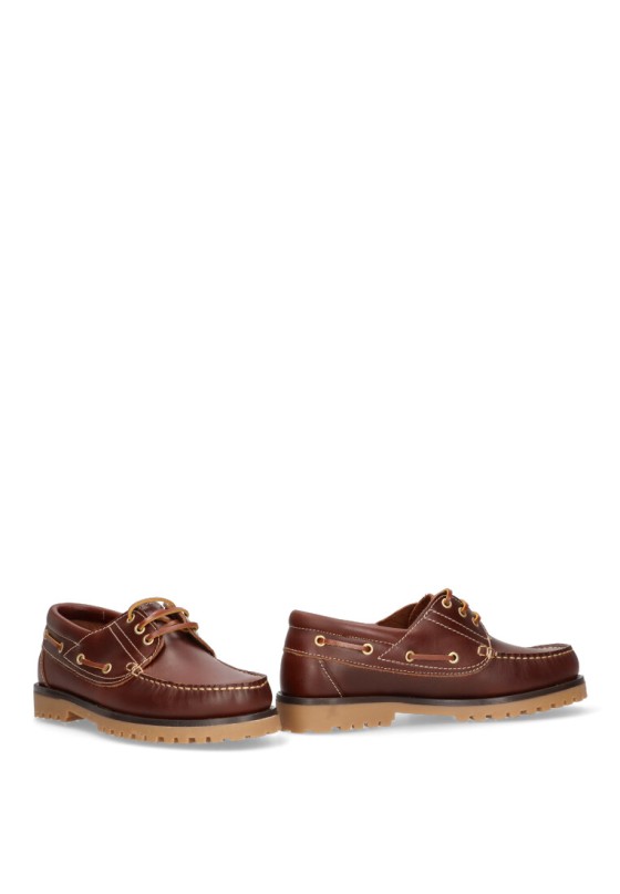 Mocasín náutico de piel marrón para hombre ROUTE 83 modelo 1140
