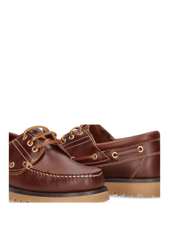 Mocasín náutico de piel marrón para hombre ROUTE 83 modelo 1140