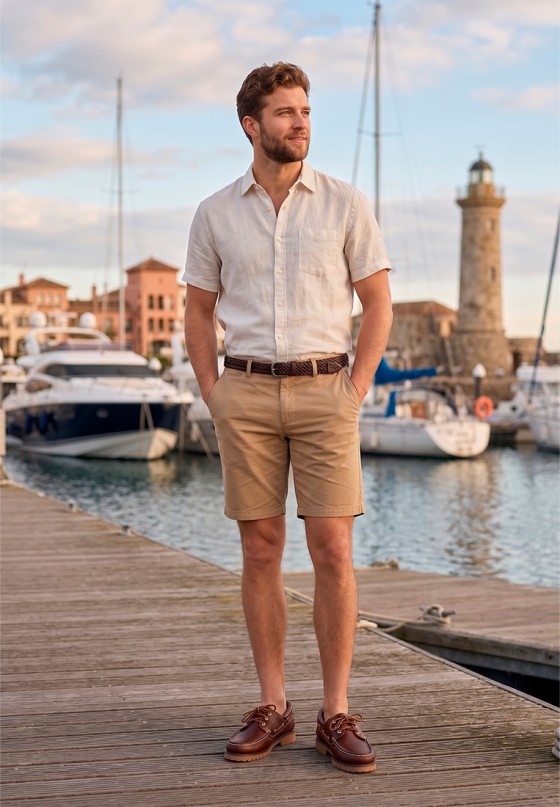 Mocasín náutico de piel marrón para hombre ROUTE 83 modelo 1140