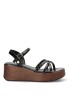Sandalia negra con cuña media para mujer ISTERIA 1111