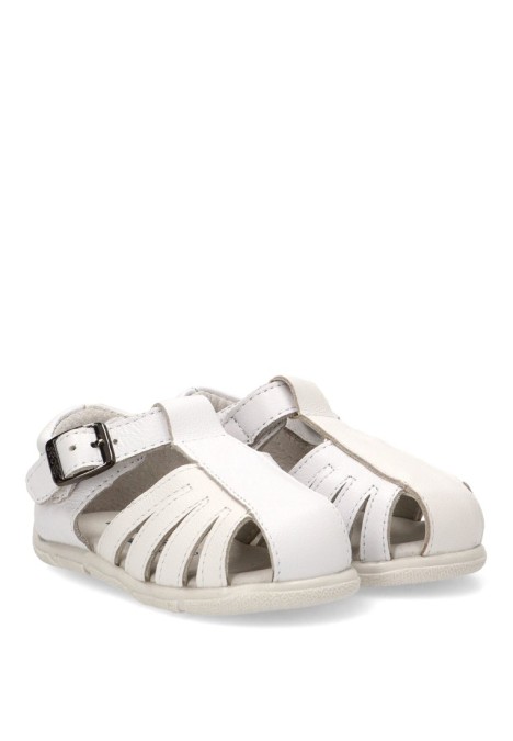 Sandalia con suela plana de niño BUBBLE BOBBLE A3316 en piel blanca