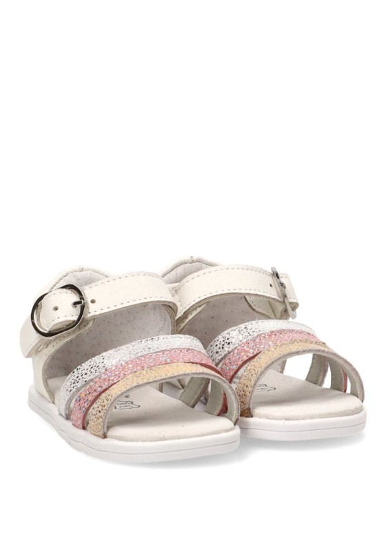 Sandalia barefoot de piel multicolor para niña BUBBLE BOBBLE C1664