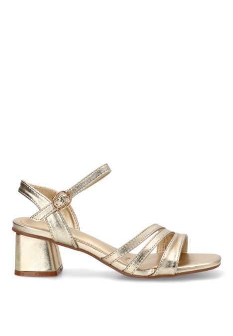 Sandalia BUONAROTTI DB2252 de mujer en oro con tacón medio