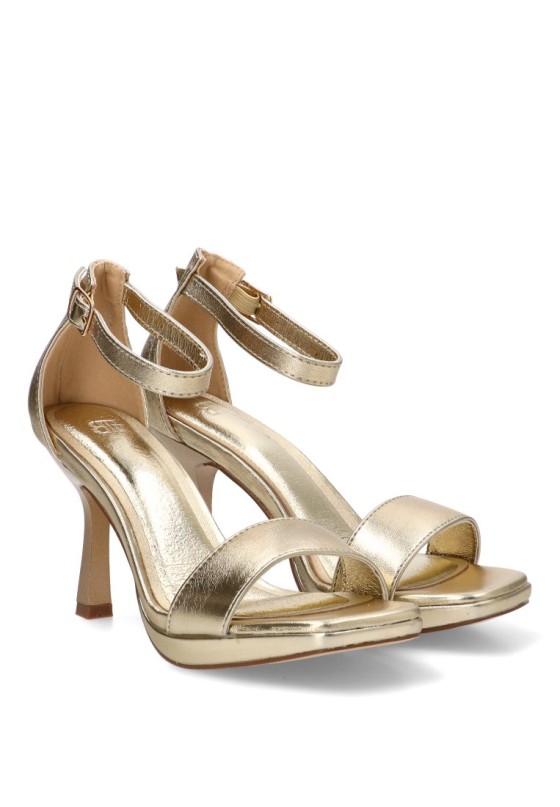 Sandalia oro de mujer BUONAROTTI NA2215 tacón alto