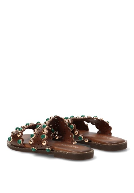 Sandalia con piedras y suela plana de mujer HS-32